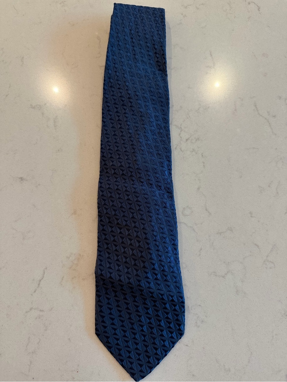 Ermenegildo Zegna Deep Navy Textured Geometric Silk Tie